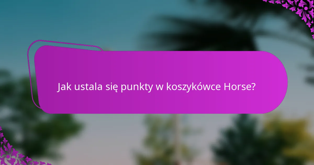 Jak ustala się punkty w koszykówce Horse?