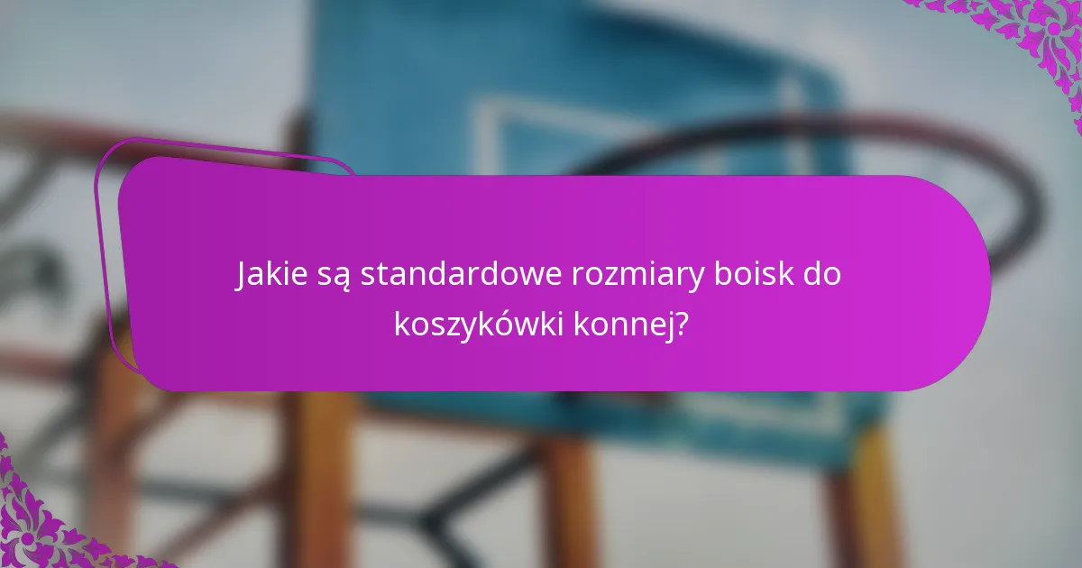 Jakie są standardowe rozmiary boisk do koszykówki konnej?